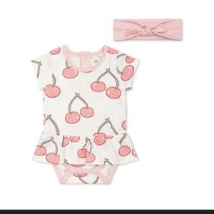 NWT Organic Cherry Print Baby Bodysuit - Pink